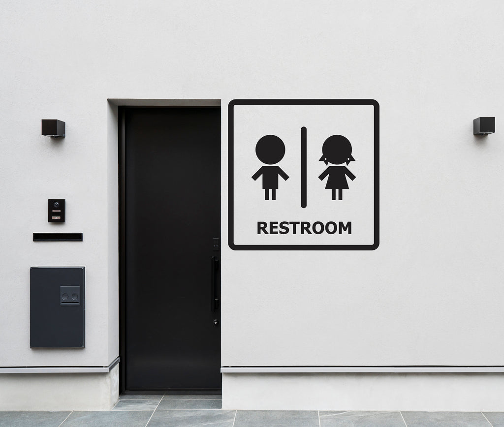 Kids Bathroom Sign Decal, Kids Bathroom Door Decor, Toilett Restroom Sign, Girl Boy Kids Signs Vinyl Bathroom Stickers, Bathroom Signs 192LU