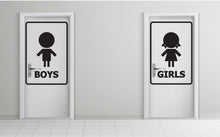 Load image into Gallery viewer, Kids Bathroom Sign Decal, Kids Bathroom Door Decor, Toilett Restroom Sign, Girl Boy Kids Signs Vinyl Bathroom Stickers, Bathroom Signs 192LU