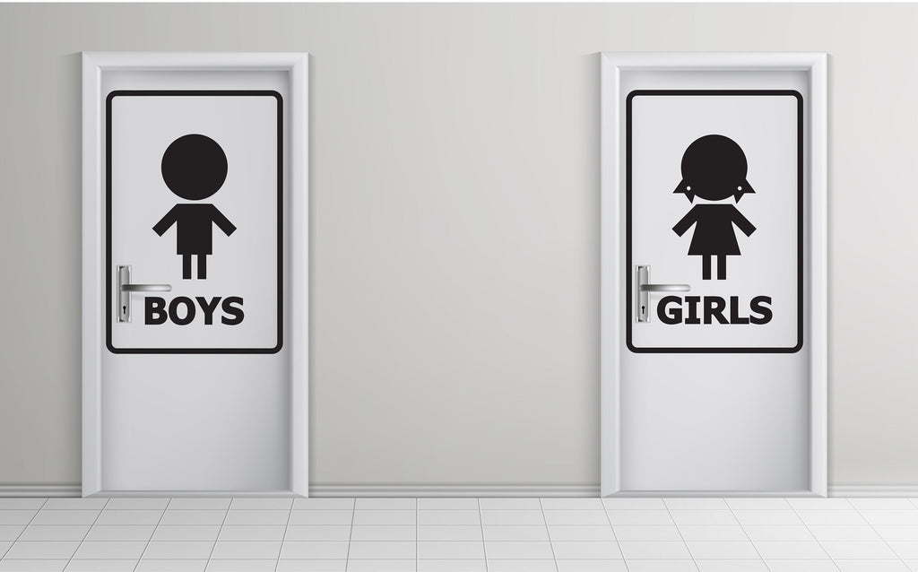 Kids Bathroom Sign Decal, Kids Bathroom Door Decor, Toilett Restroom Sign, Girl Boy Kids Signs Vinyl Bathroom Stickers, Bathroom Signs 192LU