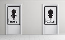 Load image into Gallery viewer, Kids Bathroom Sign Decal, Kids Bathroom Door Decor, Toilett Restroom Sign, Girl Boy Kids Signs Vinyl Bathroom Stickers, Bathroom Signs 192LU