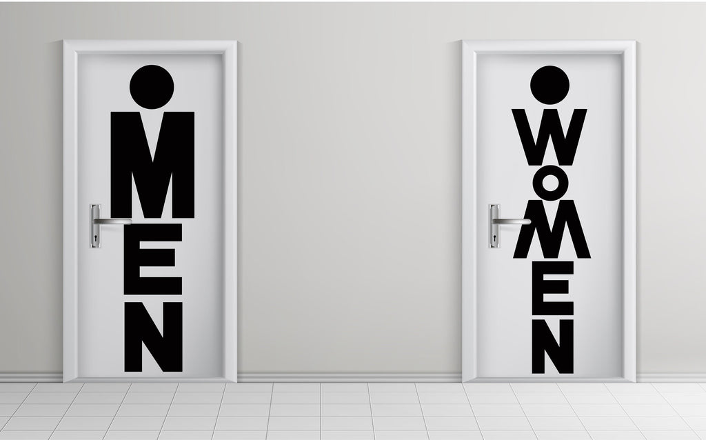 Bathroom Sign Decal, Bar Restaurant Toilett Door Decal, Bathroom Door Sign, Man Woman Modern Signs Vinyl Bathroom Door Stickers, WC 194LU