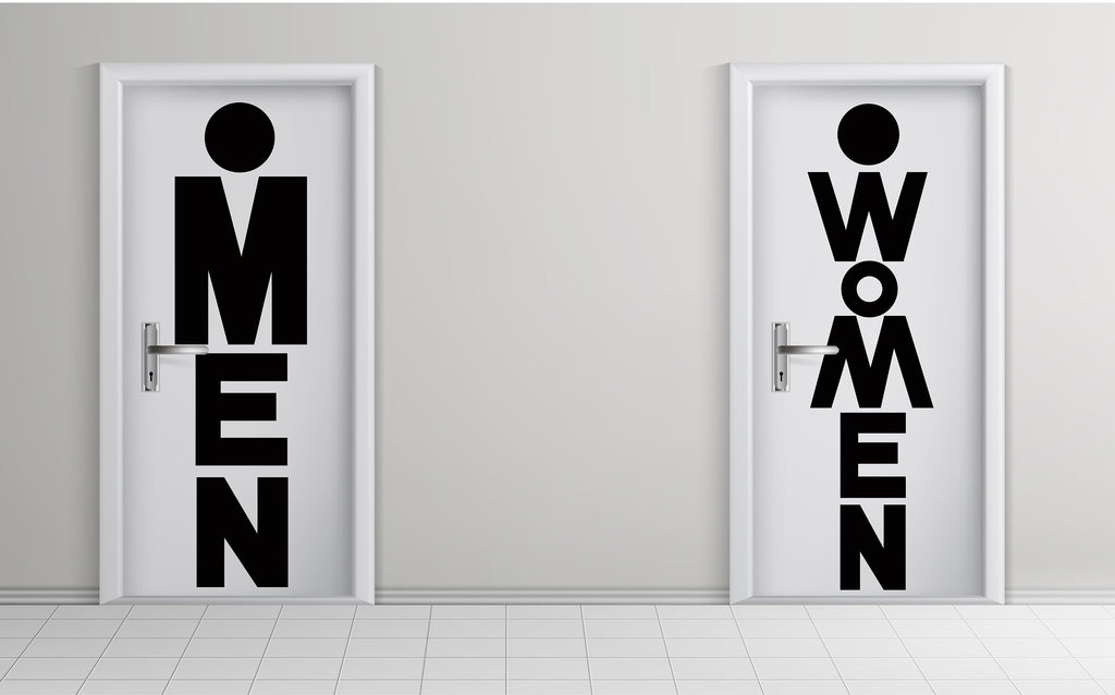 Bathroom Sign Decal, Bar Restaurant Toilett Door Decal, Bathroom Door Sign, Man Woman Modern Signs Vinyl Bathroom Door Stickers, WC 194LU