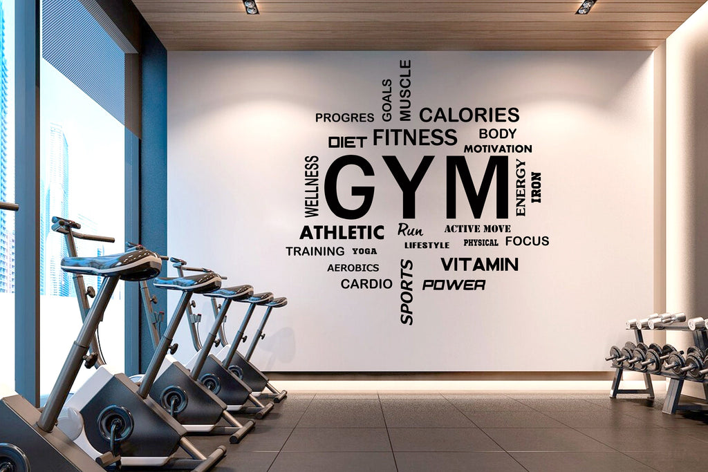 Gym Wall Decal, Inspirational Words, Workout Vinyl, Gym Decal, Fitness Collage, Gym Wall Art Gym Decor Gym Wall Decor Motivational Art 197LU