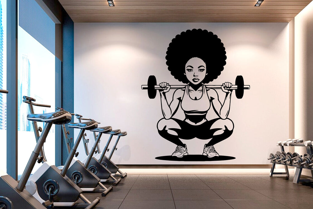 Squat Girl Gym Wall Decal Fitness Quotes Women Decor Workout Power Art Vinyl Gym Wall Stickers Bedroom Girl Motivation Crossfit 138RS