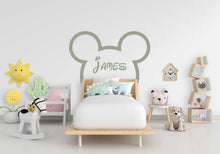 Load image into Gallery viewer, Large Mouse Ears Custom Name Decal, Headboard Decor For Kids, Boho Wall Decal, Bed Headboard Sticker Wall Decal, Nursery Wall Decor 224LU