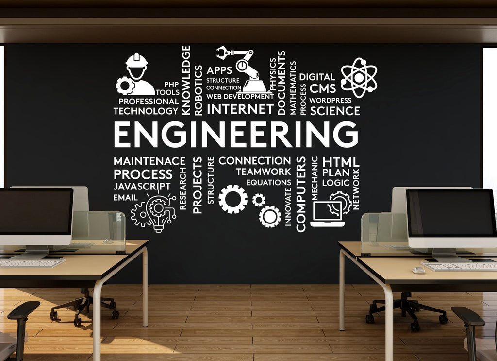 Engineering Wall Decor, Engineering Wall Decal, Engineering Wall Art, Engineering Wall Vinyl, Office Decoration, Engineering Stickers 125RS