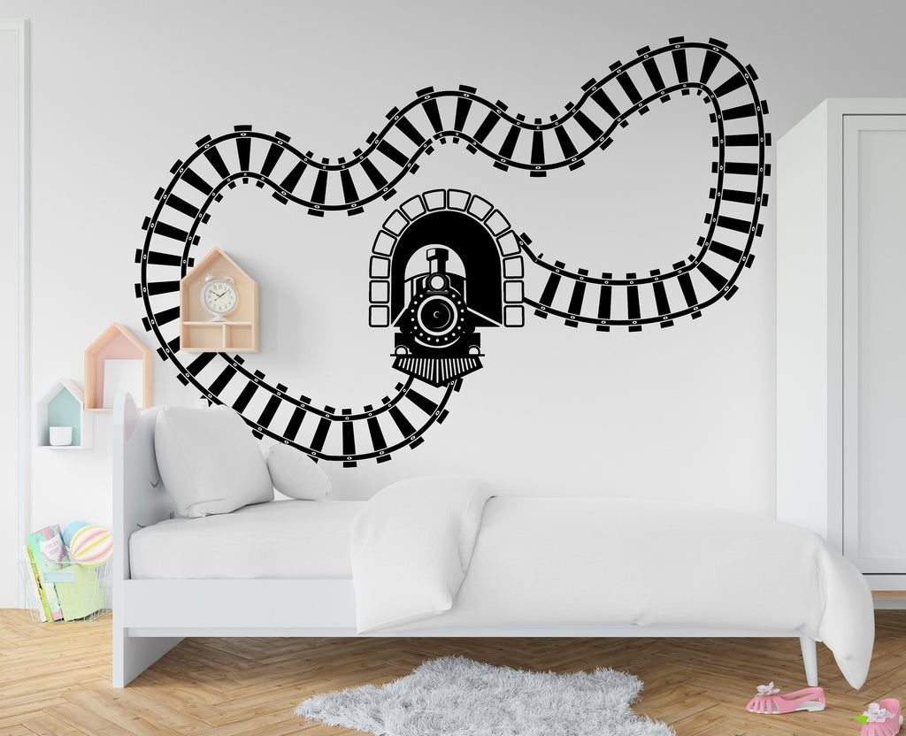Railroad Track Wall Decal Stickers Train Track Wall Decals Train Railway Track Wall decor Nursery Decor Kids Bedroom Boys Room Dorm 126RS