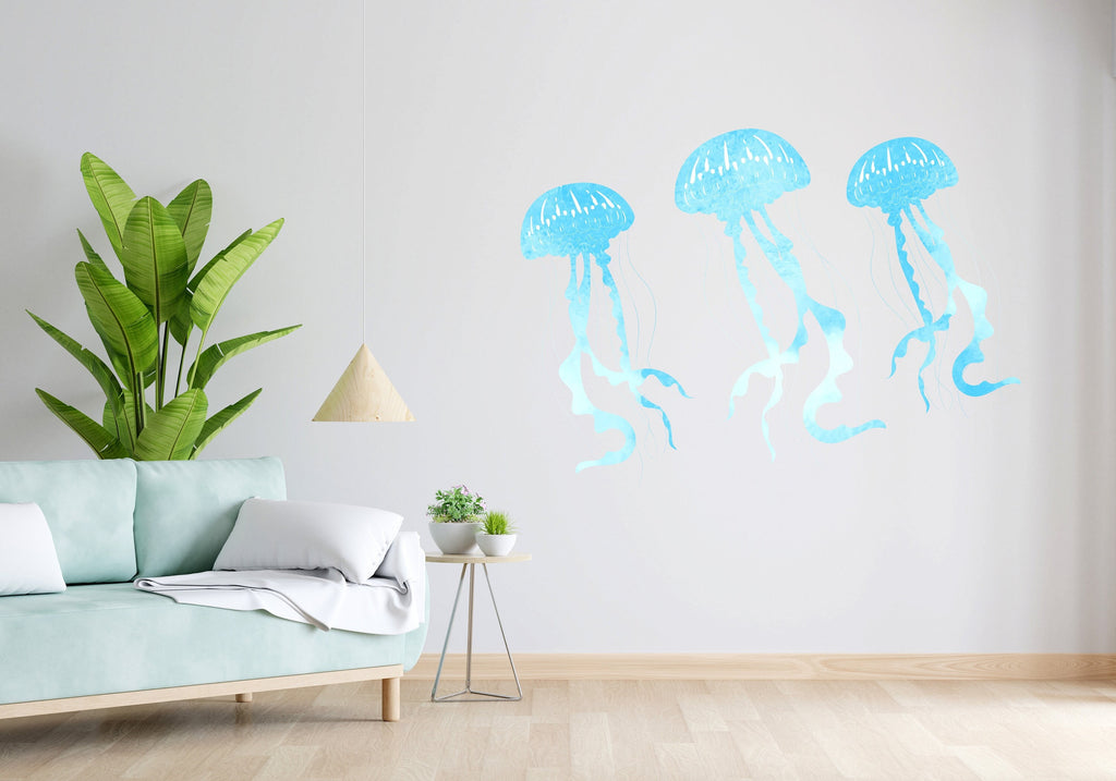 Jellyfish Wall Decor, Jellyfish Wall Decals, Sea Animals Wall Art, Stickers Bedroom Jellyfish Wall Vinyl Bathroom Nursery Decals Art 145RS