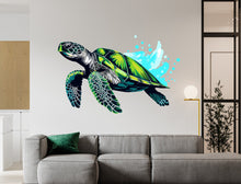 Load image into Gallery viewer, Sea Turtle Wall Decal Turtle Wall Sticker Turtle Art Turtle Wall Vinyl Wall Decal Turtle Room Gifts Vinyl Wall Art Stickers 128RS