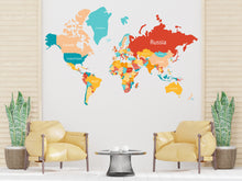 Load image into Gallery viewer, World Map Wall Decor, World Map Wall Decal, Geography Wall Decal Stickers, Earth Wall Art Vinyl, Office Decor Travel Agency Decoration 204LU