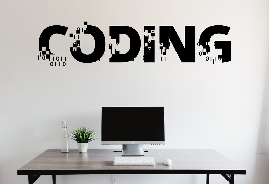 Coding Binary Code Wall Decal, Technology Vinyl Wall Art Decal, Circuit Board Wall Decal, Office Wall Decor, Computer It Decor Office 229LU