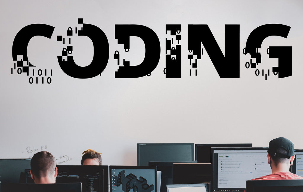Coding Binary Code Wall Decal, Technology Vinyl Wall Art Decal, Circuit Board Wall Decal, Office Wall Decor, Computer It Decor Office 229LU