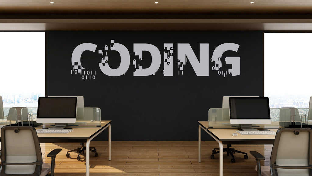 Coding Binary Code Wall Decal, Technology Vinyl Wall Art Decal, Circuit Board Wall Decal, Office Wall Decor, Computer It Decor Office 229LU