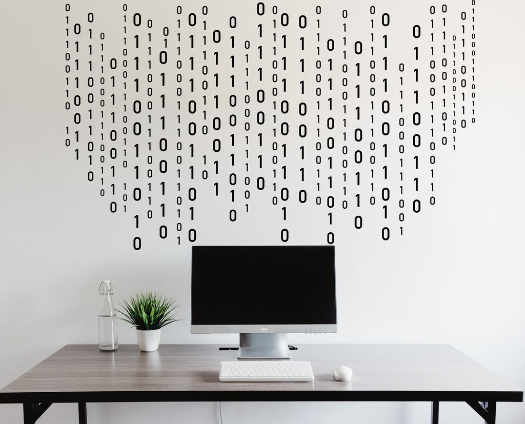 Binary Code Wall Decal, Technology Vinyl Wall Art Decal, Circuit Board Wall Decal, Office Wall Decor, Computer It Decor Office 230LU