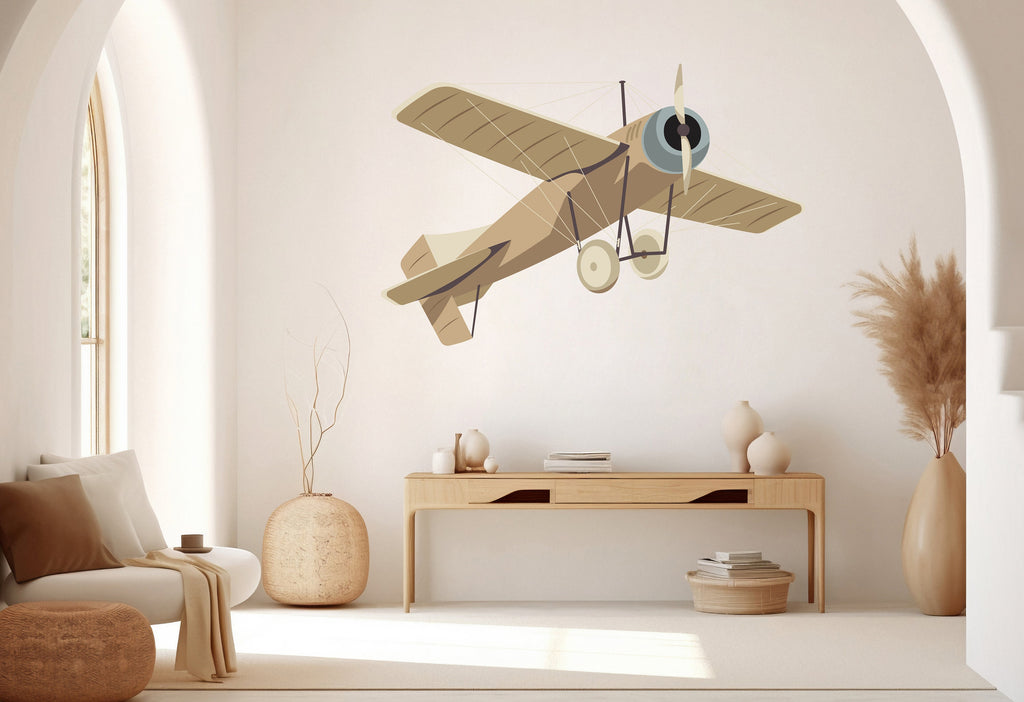 Airplane Wall Decal Vintage Airplane Wall Sticker Antique Airplane Aircraft Wall Art Vinyl Wall Decal Aviator Room Vinyl Wall Stickers 232LU