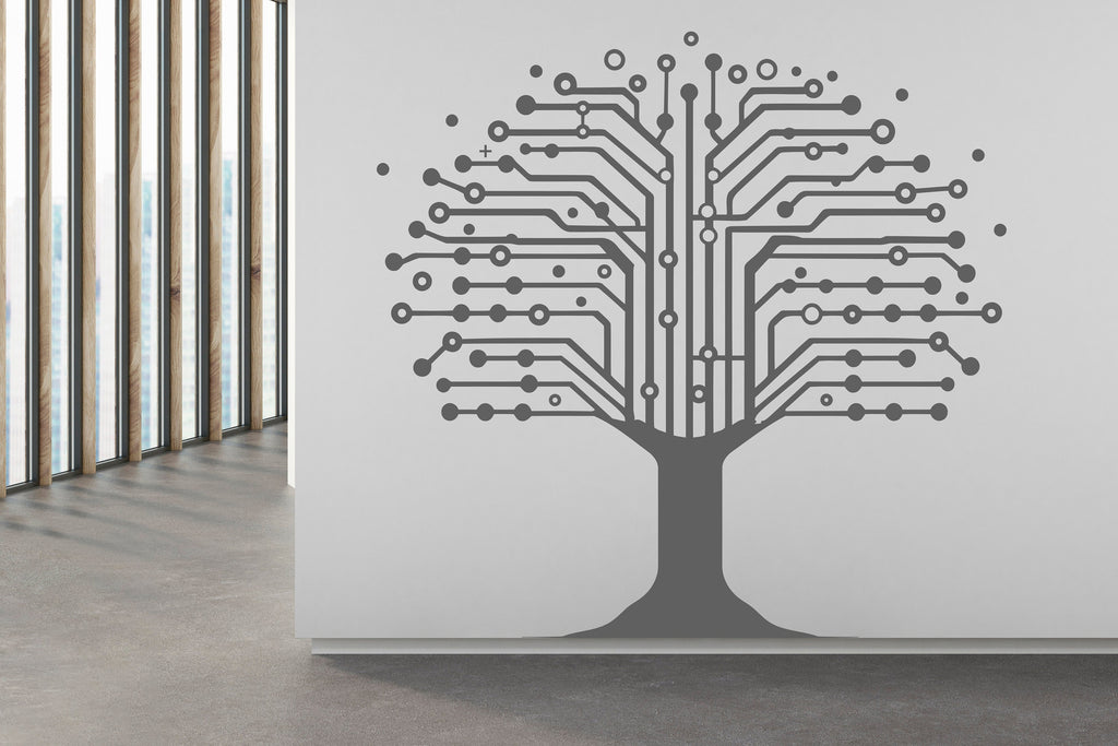 Circuit Tree Wall Decal, Technology Vinyl Wall Art Decals, Company Name Decal, Office Decor, Business Wall Decal, Wall Art Office 149RS