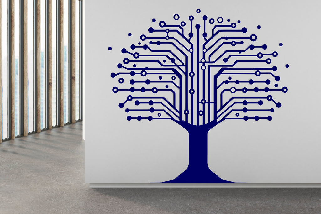 Circuit Tree Wall Decal, Technology Vinyl Wall Art Decals, Company Name Decal, Office Decor, Business Wall Decal, Wall Art Office 149RS