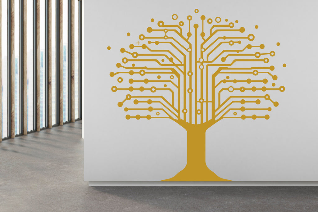 Circuit Tree Wall Decal, Technology Vinyl Wall Art Decals, Company Name Decal, Office Decor, Business Wall Decal, Wall Art Office 149RS