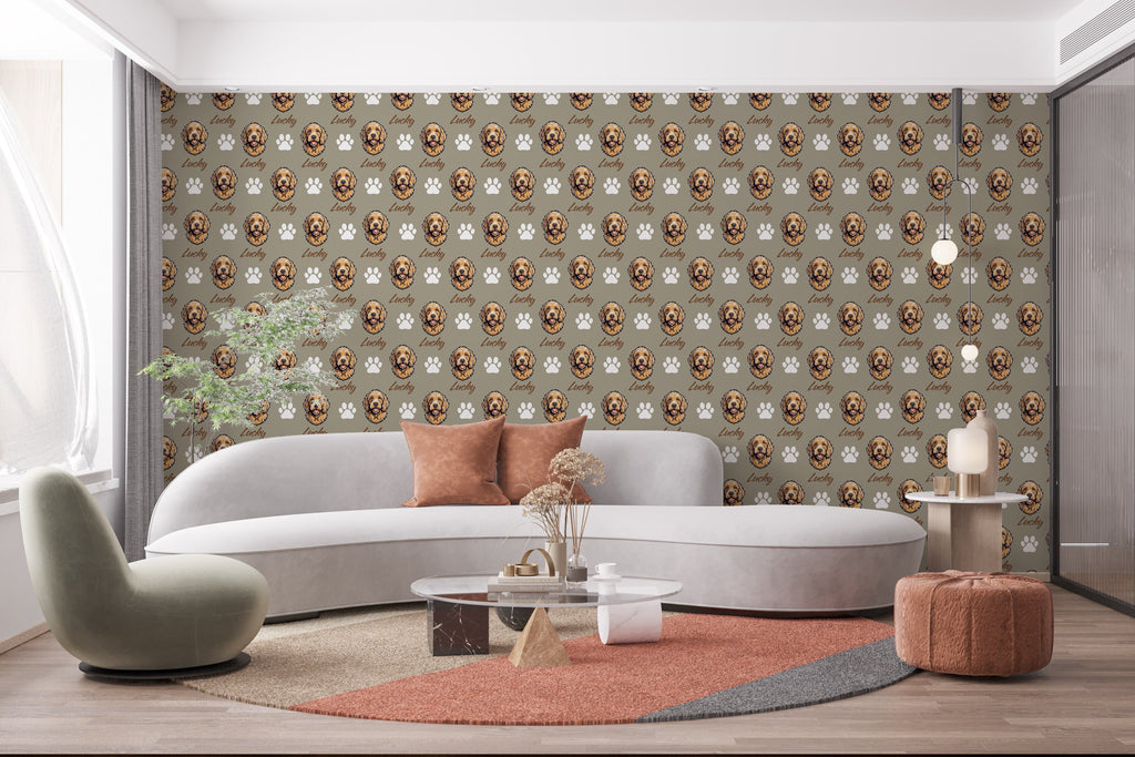 Goldendoodle dog wallpaper Dog Peel and stick Pet Lover Living Room Decor Wall Bathroom Decal Doggie Puppy Mural 132RS