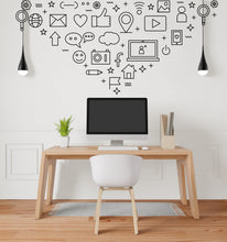 Load image into Gallery viewer, Social Media Wall Art Decal, Digital Media Office Wall Decor, Technology Vinyl Wall Decal, Business Wall Sticker, Computer Desk Decor 216LU