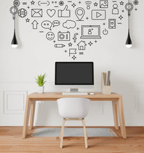 Load image into Gallery viewer, Social Media Wall Art Decal, Digital Media Office Wall Decor, Technology Vinyl Wall Decal, Business Wall Sticker, Computer Desk Decor 216LU