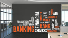 Load image into Gallery viewer, Banking Wall Decal Bank Wall Decor Bank Word Cloud Office Wall Stickers Financial Business Customer Finance Decor Vinyl Wall Stickers 242LU