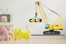 Load image into Gallery viewer, Crawler Crane Personalized Construction Tower Crane Truck Wall Decal Kids Decal Custom Name Name Nursery wall Vinyl Sticker Decor 135RS