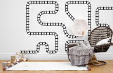 Load image into Gallery viewer, Railroad track wall vinyl stickers, Train track wall decals, Boho, Train railway track wall decor, nursery decor, kids boys room, dorm 249LU