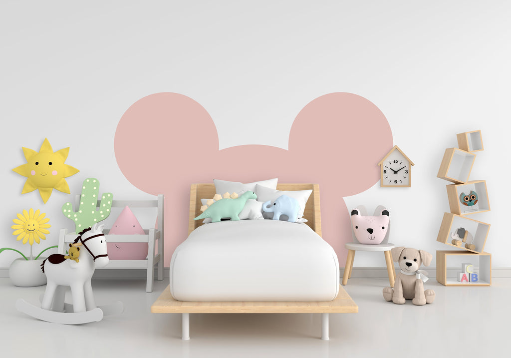 Large Mouse Ears Decal Headboard Color Block, Boho Wall Decal, Bed Headboard Sticker, Headboard Wall Decal, Nursery Kids Wall Decor 224LU