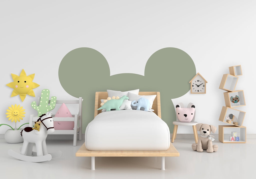 Large Mouse Ears Decal Headboard Color Block, Boho Wall Decal, Bed Headboard Sticker, Headboard Wall Decal, Nursery Kids Wall Decor 224LU