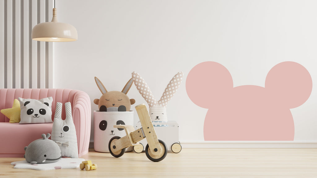 Large Mouse Ears Decal Headboard Color Block, Boho Wall Decal, Bed Headboard Sticker, Headboard Wall Decal, Nursery Kids Wall Decor 224LU