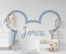 Load image into Gallery viewer, Large Mouse Ears Custom Name Decal, Headboard Decor For Kids, Boho Wall Decal, Bed Headboard Sticker Wall Decal, Nursery Wall Decor 224LU