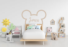 Load image into Gallery viewer, Large Mouse Ears Custom Name Decal, Headboard Decor For Kids, Boho Wall Decal, Bed Headboard Sticker Wall Decal, Nursery Wall Decor 224LU