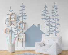 Load image into Gallery viewer, Forest Pine Tree House Wall Decal Home Headboard Decor, Boho Wall Decal, Bed Headboard Sticker, Headboard Wall Decal, Nursery Decals 226LU