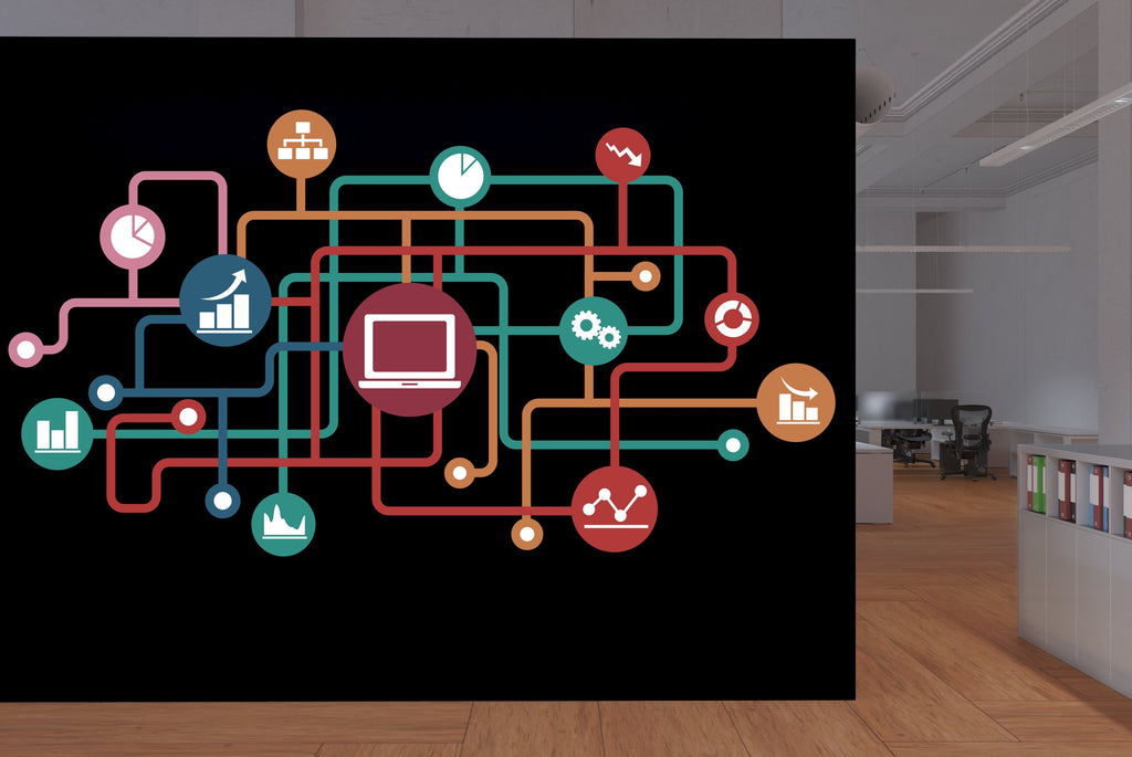 Technology Vinyl Wall Art Decal, Circuit Board Wall Decal, Office Wall Decor, Business Software Wall Sticker, Computer It Decor Office 165RS