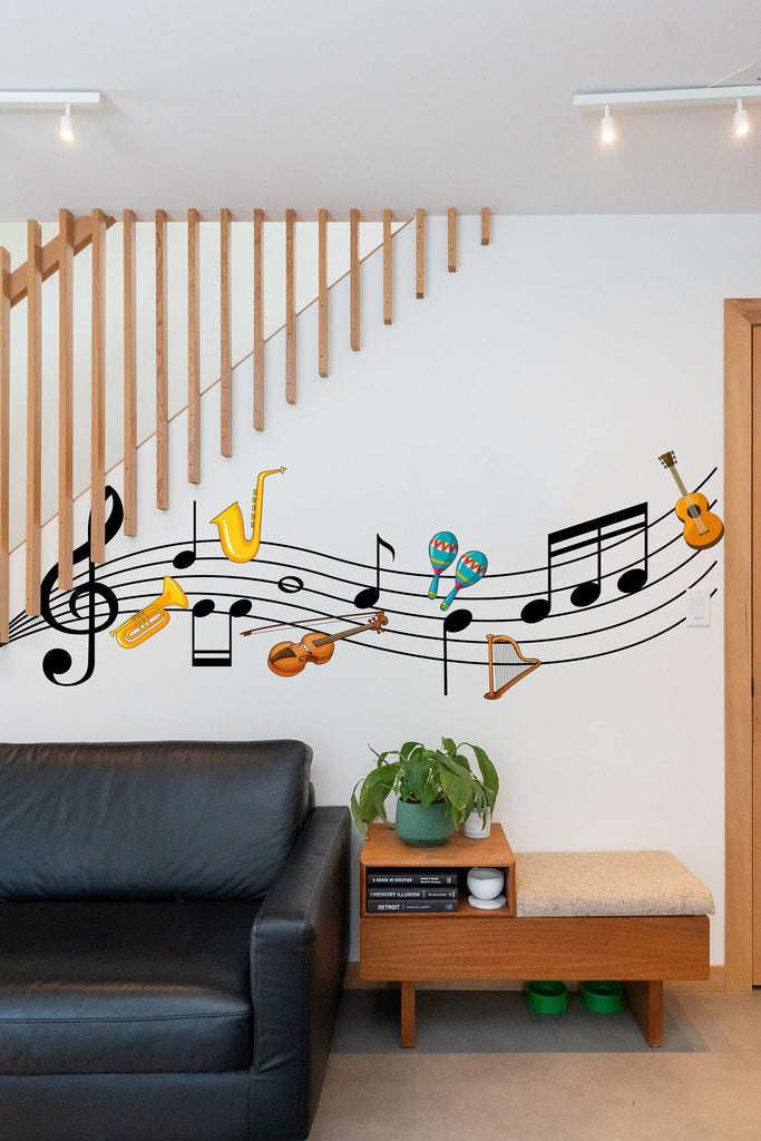 Music wall art decal, Music notes instruments wall decor, Music wall sticker, Music wall decals, Musician home decor, Music gifts 252LU