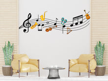 Load image into Gallery viewer, Music wall art decal, Music notes instruments wall decor, Music wall sticker, Music wall decals, Musician home decor, Music gifts 252LU