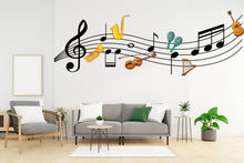 Load image into Gallery viewer, Music wall art decal, Music notes instruments wall decor, Music wall sticker, Music wall decals, Musician home decor, Music gifts 252LU