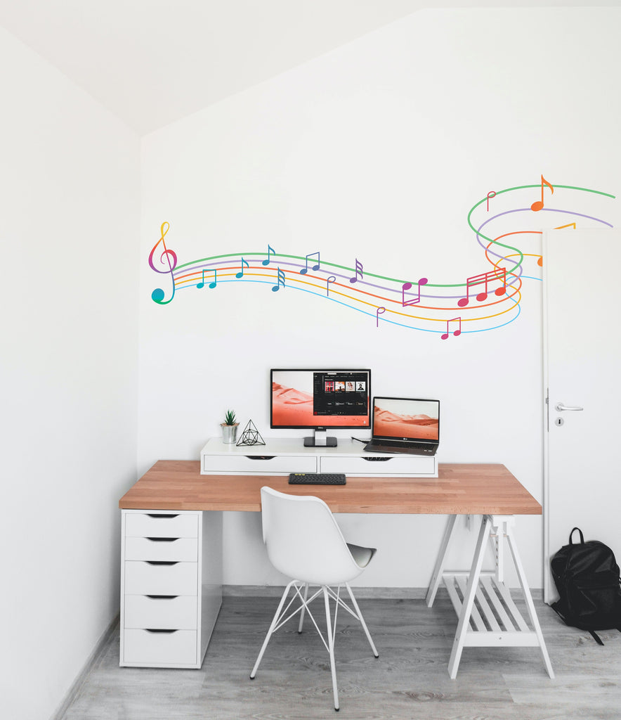 Music wall art decal, Music notes wall decor, Music wall sticker, Music wall decals, Musician home decor, Music gifts, Music studio 253LU