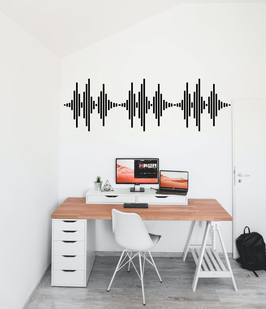 Audio Wave Wall Decal Sound Wave Wall Sticker Music Notes Wall Decor Vinyl Music Wall Art Musician Wall Sticker Recording Studio Decor 260LU