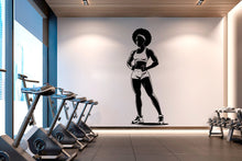 Load image into Gallery viewer, Gym Wall Decal Fitness Wall Art Afro American Girl Decor Crossfit Wall Decal Crossfit Gifts Home Gym Wall Sticker Motivational Decal 169RS