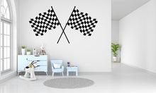 Load image into Gallery viewer, Race Flag Wall Vinyl Decal Home Decor Art Sticker Sports Racing Car Checkered Flag Boy Racer Kids Room Nursery Finish Flag Mural Art 264LU