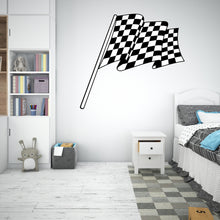 Load image into Gallery viewer, Checkered Flag Race Flag Wall Vinyl Decal Home Decor Art Sticker Sports Racing Car Boy Racer Kids Room Nursery Finish Flag Mural Art 266LU