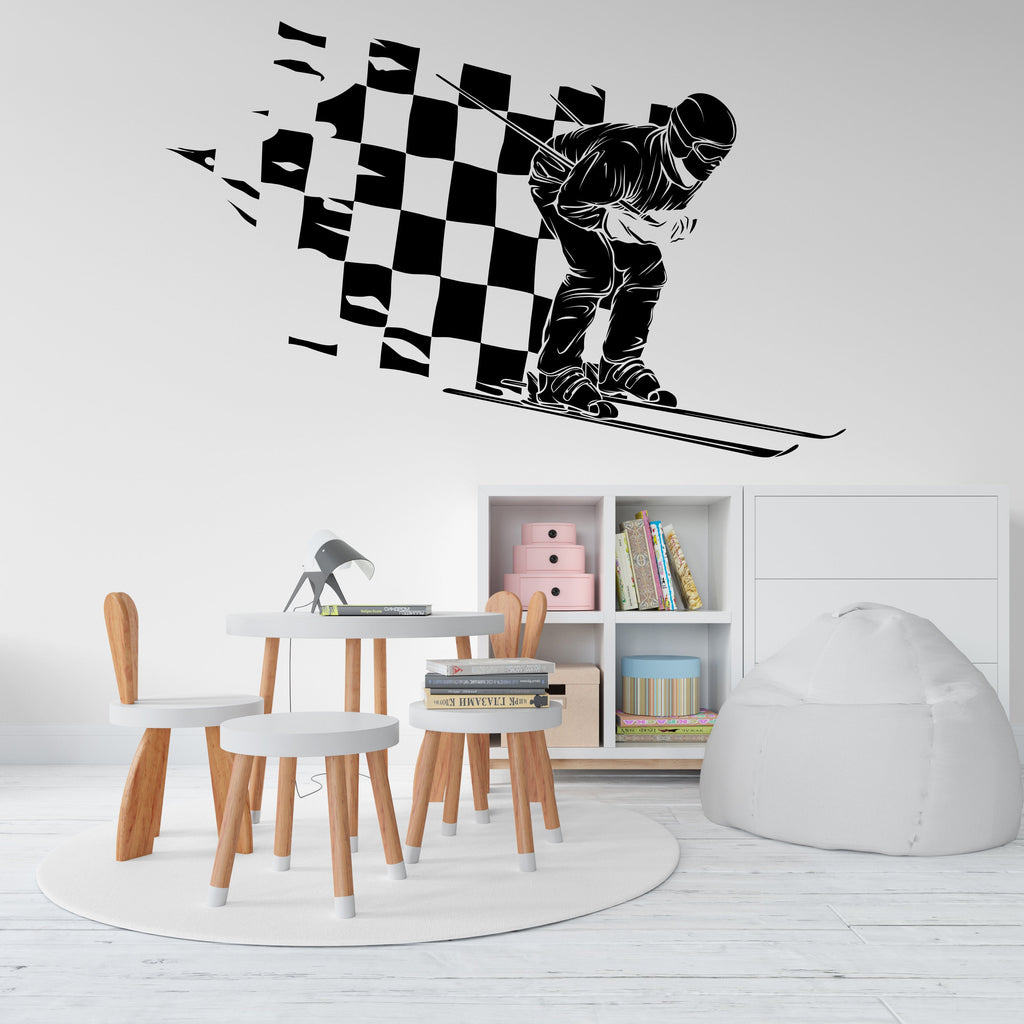 Skier Wall Decal, Extreme Sports Wall Stickers, Winter Sport Decor, Freestyle Skiing Wall Decal Sticker, Skiing Wall Art Skier Gifts 268LU