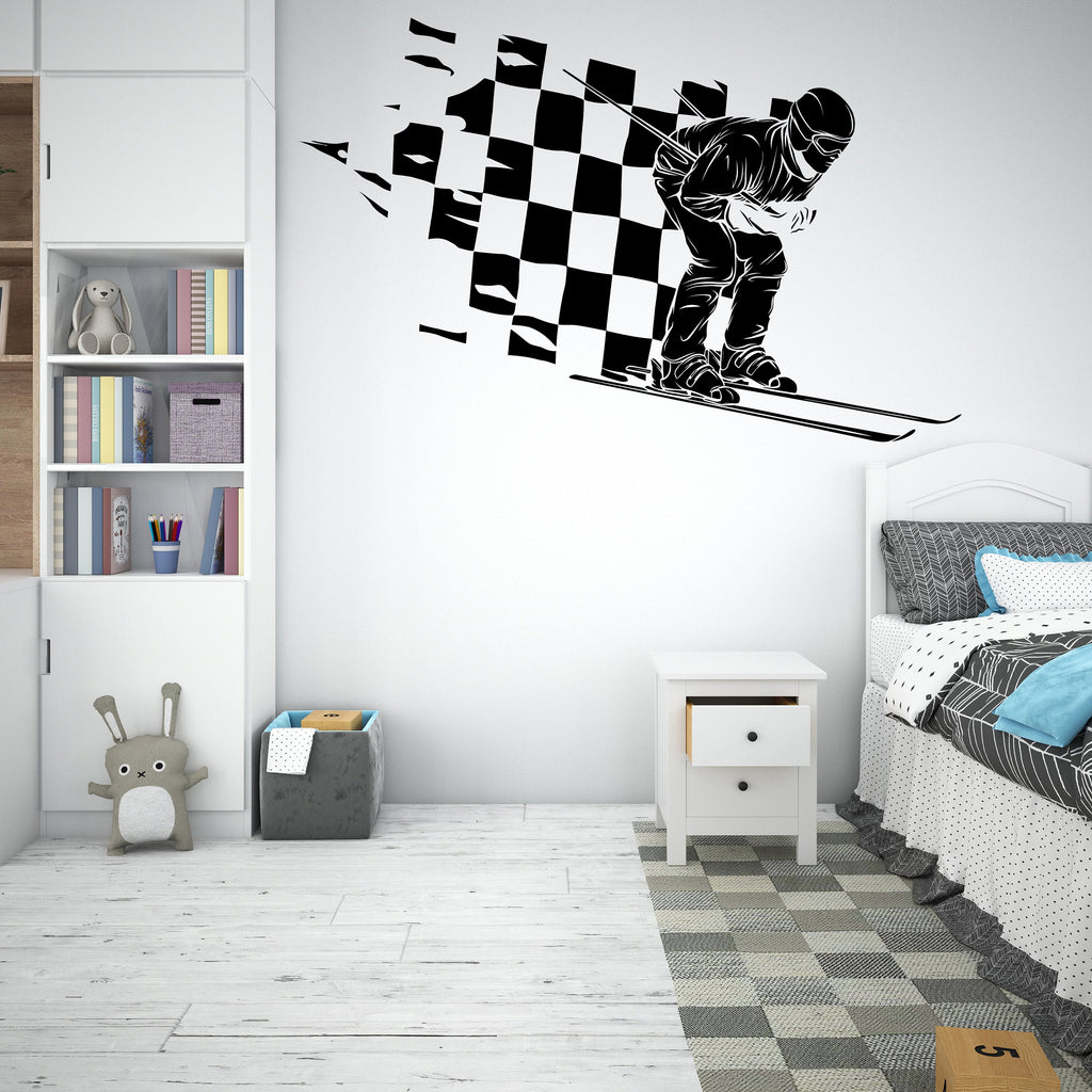 Skier Wall Decal, Extreme Sports Wall Stickers, Winter Sport Decor, Freestyle Skiing Wall Decal Sticker, Skiing Wall Art Skier Gifts 268LU