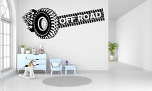 Load image into Gallery viewer, Off Road Tire Track Wall Decal Car Tire Checkered Flags Wall Decal Wheel Decal Racing Car Flag Vinyl Wall Sticker-Boy Room 146RS
