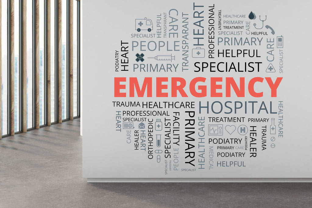 Emergency Hospital Healthcare Vinyl Wall Decal, Health Wellness Words Cloud, Clinic Hospital Wall Decor, Medical Office Stickers Mural 231LU