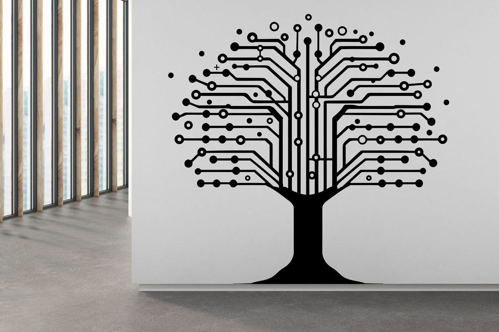 Circuit Tree Wall Decal, Technology Vinyl Wall Art Decals, Company Name Decal, Office Decor, Business Wall Decal, Wall Art Office 149RS