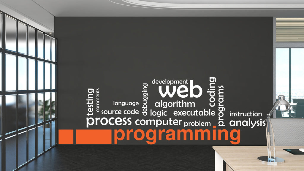 Programming Wall Decal, Technology Vinyl Wall Art Decal, Office Wall Decor, Business Software Wall Sticker, Computer It Decor Office 237LU
