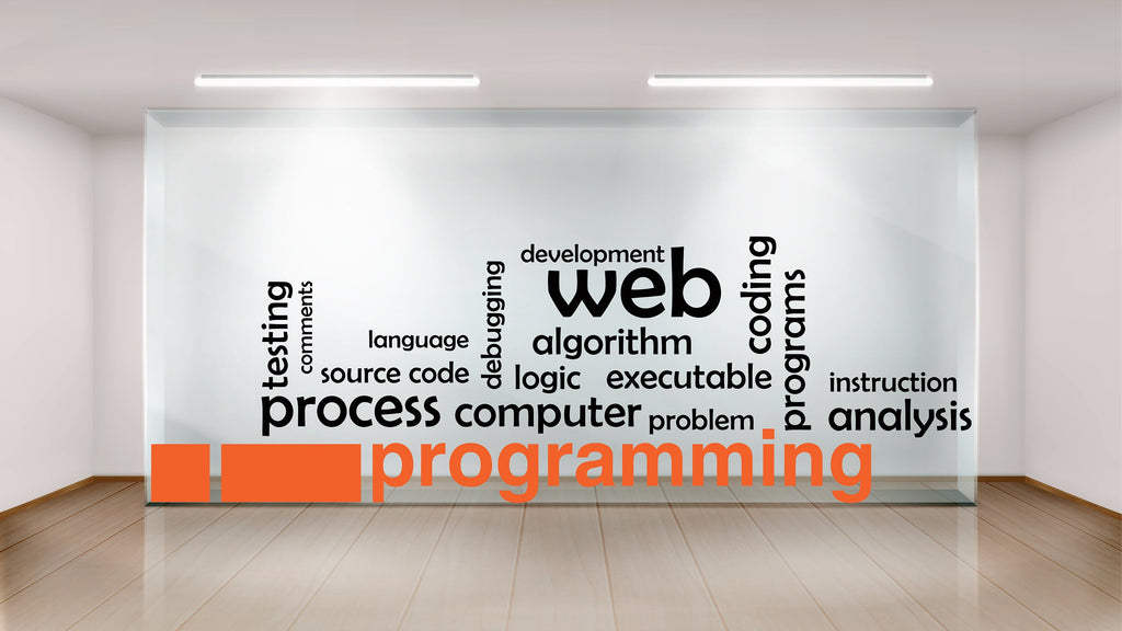 Programming Wall Decal, Technology Vinyl Wall Art Decal, Office Wall Decor, Business Software Wall Sticker, Computer It Decor Office 237LU
